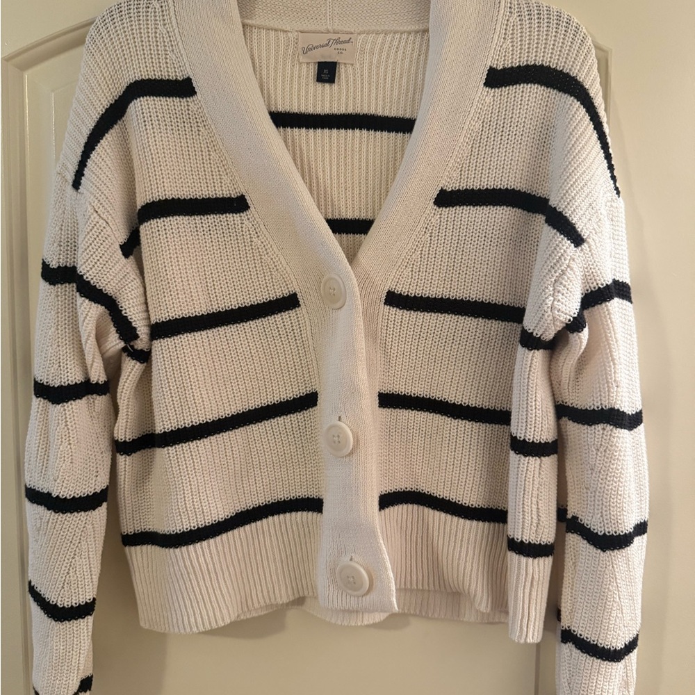 Universal Thread Cream and Black Buttoned Cardigan
